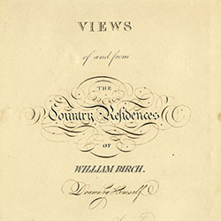 Manuscript title page with several lines of text utilizing different style fonts