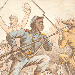 Men fighting in a war with guns