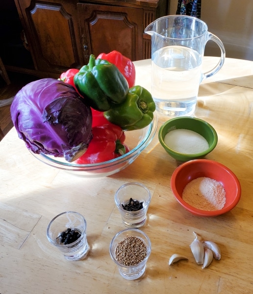 Ingredients for Pepper Hash from Receipts from the Larder Invaded
