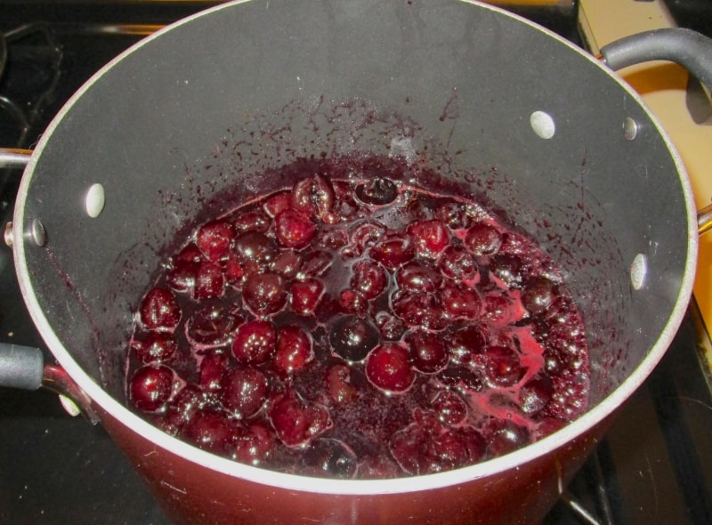Straining the cherries