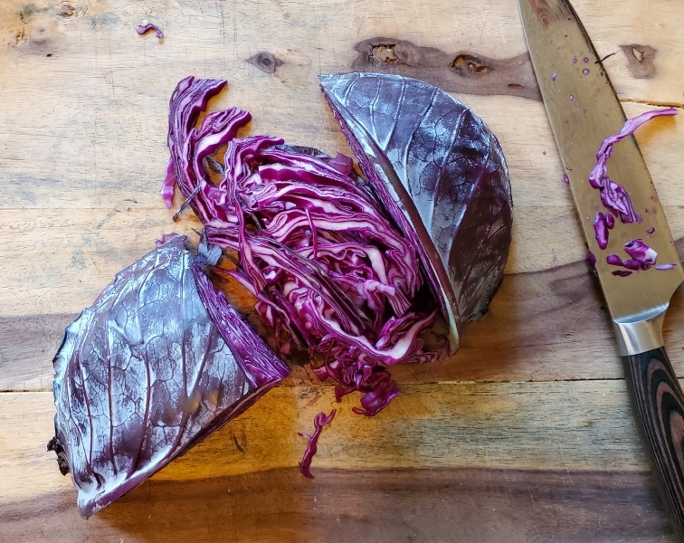 Shredded red cabbage