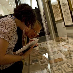 Looking into a display case during