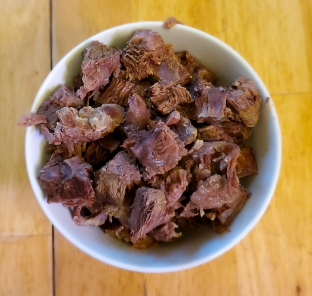 Beef shins removed from bone and cut into "clods"
