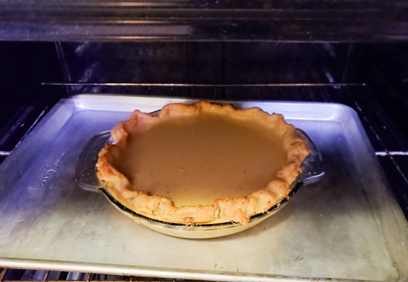 Putting the pie in the oven Putting the pie in the oven