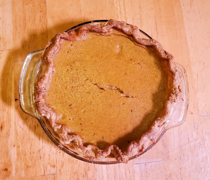 Pumpkin pie after baking for 1 hour Pumpkin pie after baking for 1 hour