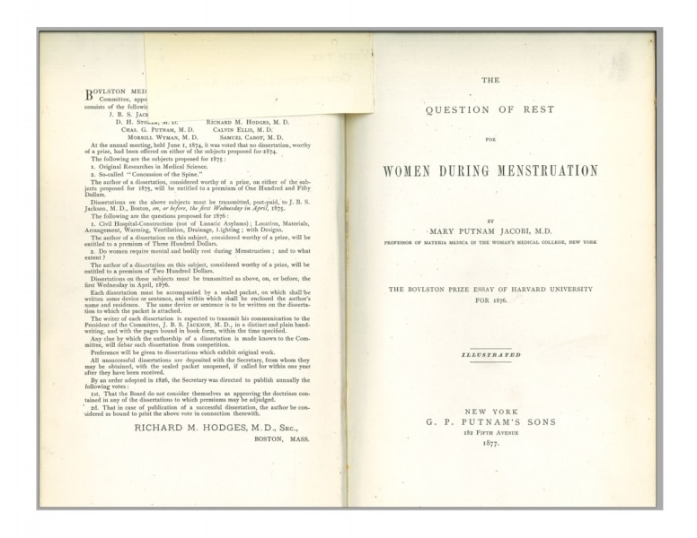 Title page from The Question of Rest for Women during Mensturation