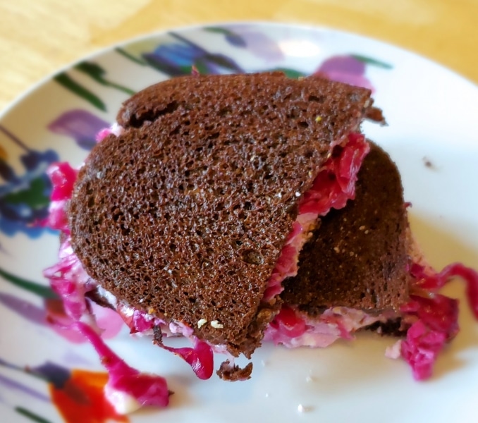 Grilled cheese with pickled red cabbage
