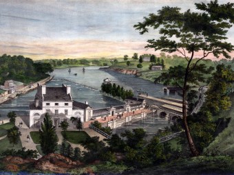 Print depicting Fairmount Park.