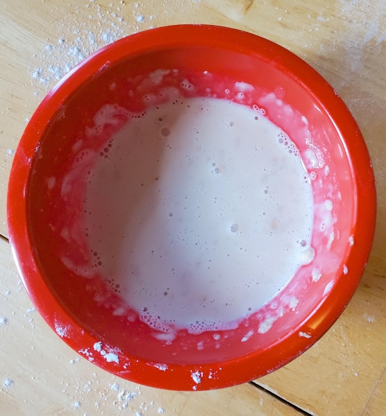 Image of the frothed milk and egg.