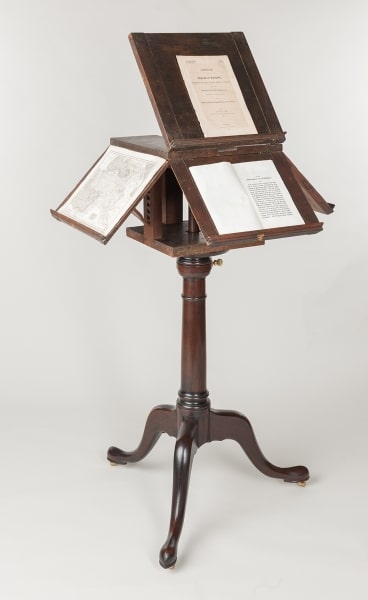 Revolving Stand open (with reproduction base) (New York, 1790). Owned by Thomas Jefferson. Images courtesy of the Thomas Jefferson Foundation at Monticello.
