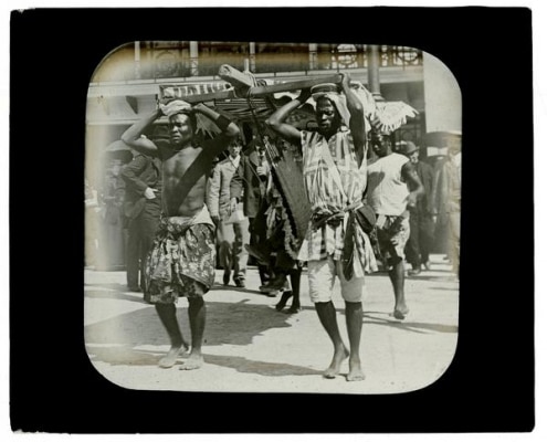Marriott Canby Morris, Midway Plaisance-Dahomans, 1893. Lantern slide.