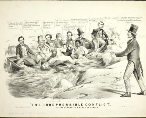 “The Irrepressible Conflict” or the Republican Barge in Danger (New York: Currier & Ives, ca. 1860). Lithograph.