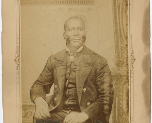 [Unidentified African American Man], ca. 1875. Albumen mounted on cardboard.