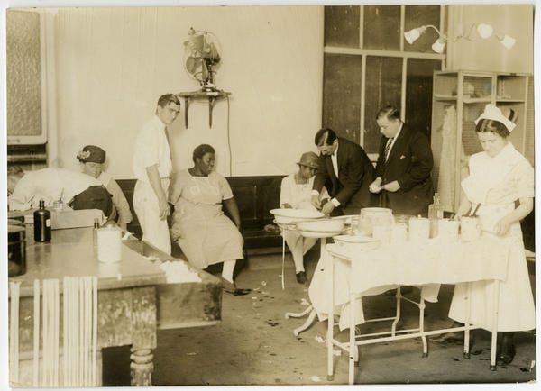 Photo-Illustrators, [Interior of a medical clinic], ca. 1930. Gelatin silver print.