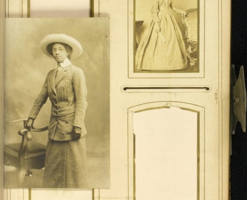 Portrait photograph of Louise Sanders Venning inserted before page 32 of Stevens-Cogdell/Sanders-Venning Family Photograph Album, ca. 1860-1925.