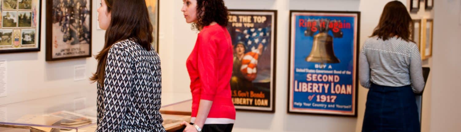 Visitors in the Louis Lux-Sions and Harry Sions Gallery at the Library Company of Philadelphia.