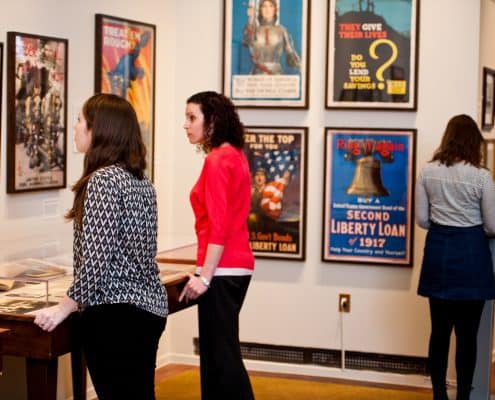 Visitors in the Louis Lux-Sions and Harry Sions Gallery at the Library Company of Philadelphia.