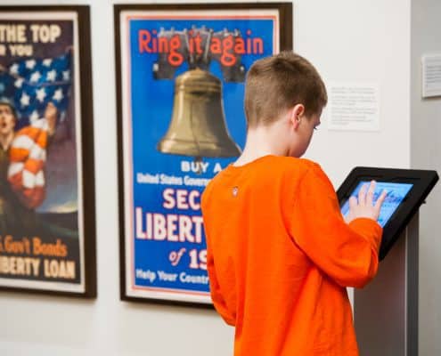 Visitor in the Louis Lux-Sions and Harry Sions Gallery at the Library Company of Philadelphia.
