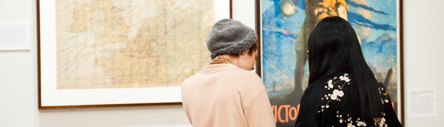 Visitors in the Louis Lux-Sions and Harry Sions Gallery at the Library Company of Philadelphia.