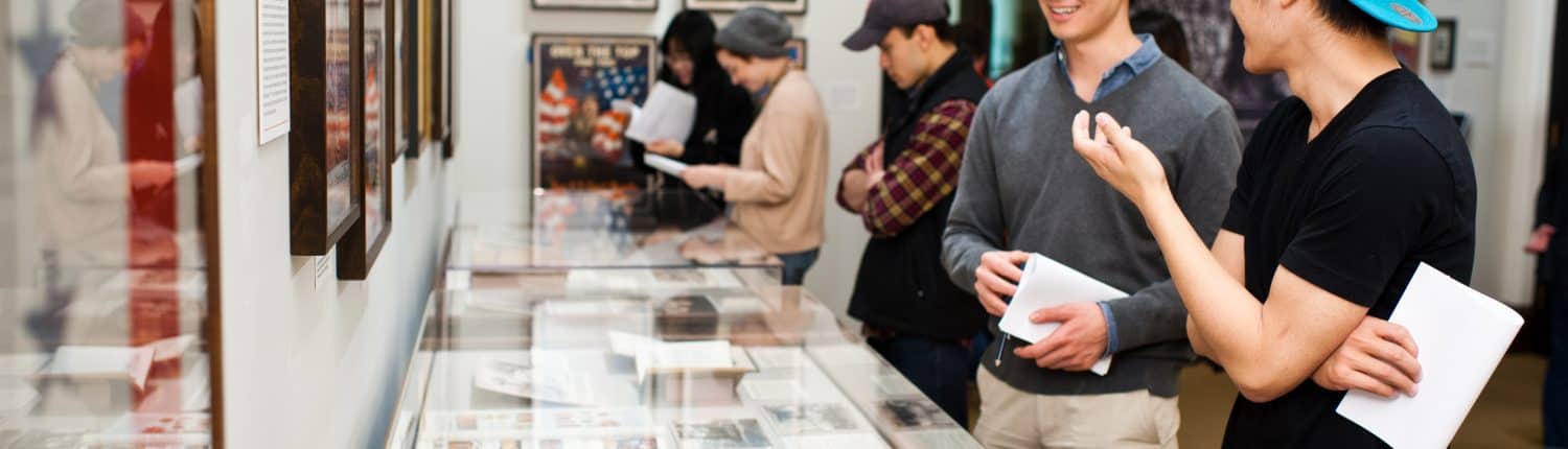 Visitors in the Louis Lux-Sions and Harry Sions Gallery at the Library Company of Philadelphia.