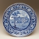 Photograph of blue and white plate depicting Library Company's Fifth Street Building