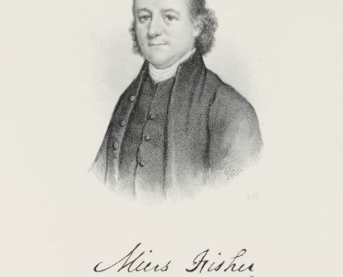 Lithograph portrait of Miers Fisher with his signature below