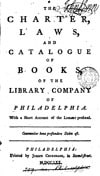 Cover, "The Charter, Laws, and Catalogue of Books, of the Library Company of Philadelphia. With a Short Account of the Library Prefixed."
