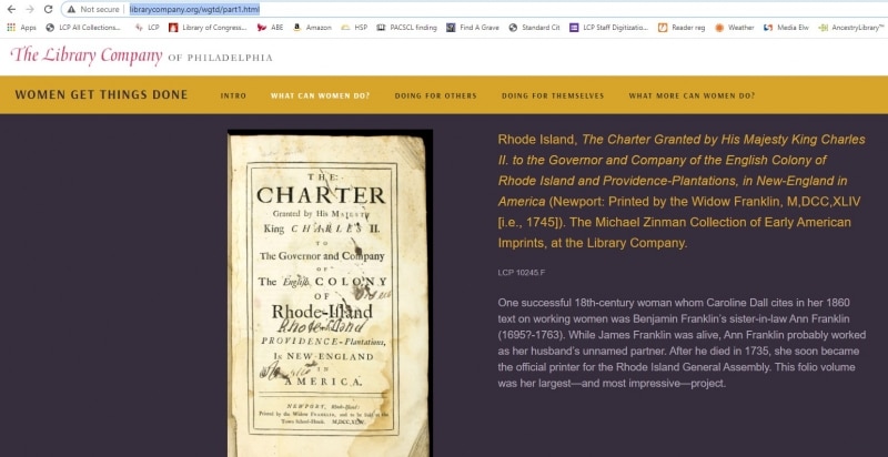 Screen capture of the Women Get Things Done digital exhibition
