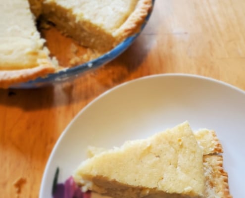 Serving a slice of the finished pie