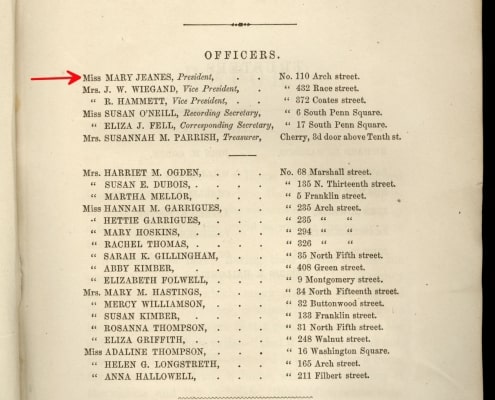 From the First Annual Report of the Home for Destitute Children. Philadelphia : Crissy & Markley, 1856. Arrow added digitally.