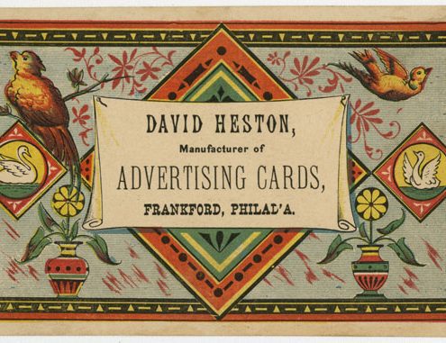 David Heston, Manufacturer of Advertising Cards, Frankford, Phil'a. (Philadelphia, ca. 1880). Color wood engraving.