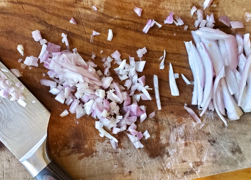 Dicing the shallots