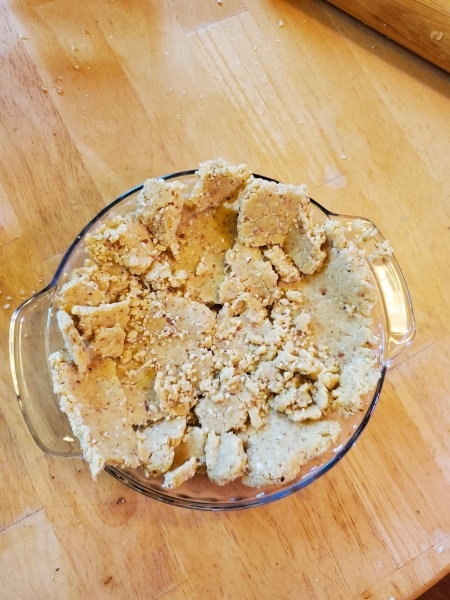 Rough dough in baking dish