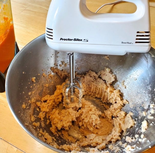 Creaming the butter with the sugar