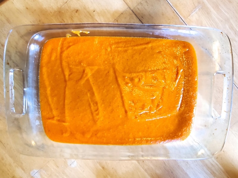 Carrot pudding ready to go in the oven