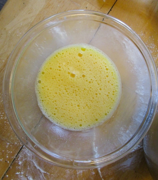 Eggs whipped until frothy