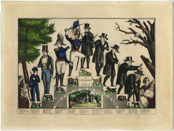 Life & Age of Man. Stages of Man's Life from the Cradle to the Grave (New York: N. Currier, ca. 1847). Hand-colored lithograph.