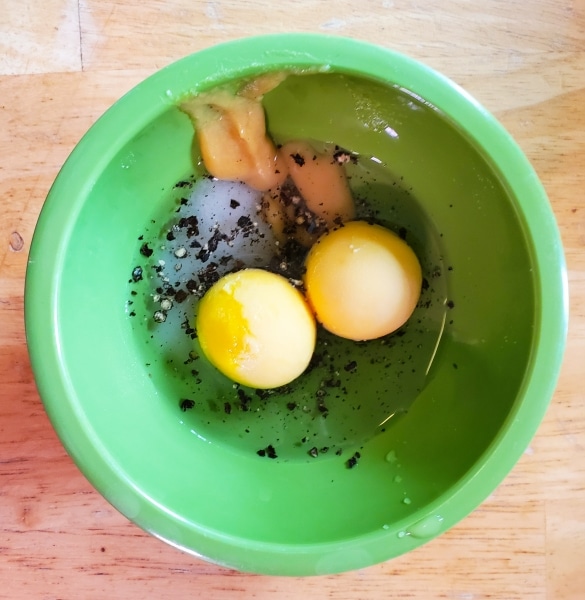 Dressing ingredients in a bowl for mixing