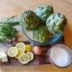 Ingredients for artichoke hearts in cream sauce