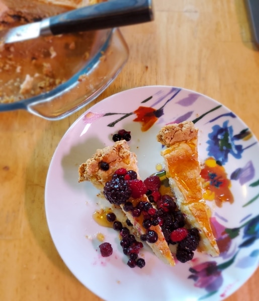 Cheesecake served with additional toppings