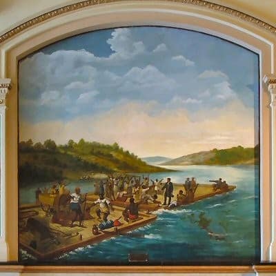 Mural depicting Edward Coles granting freedom to 16 enslaved people