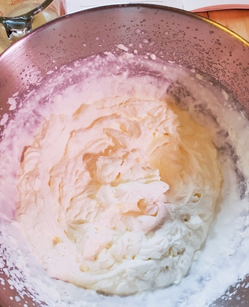 Cream, whipped to soft peaks Cream, whipped to soft peaks