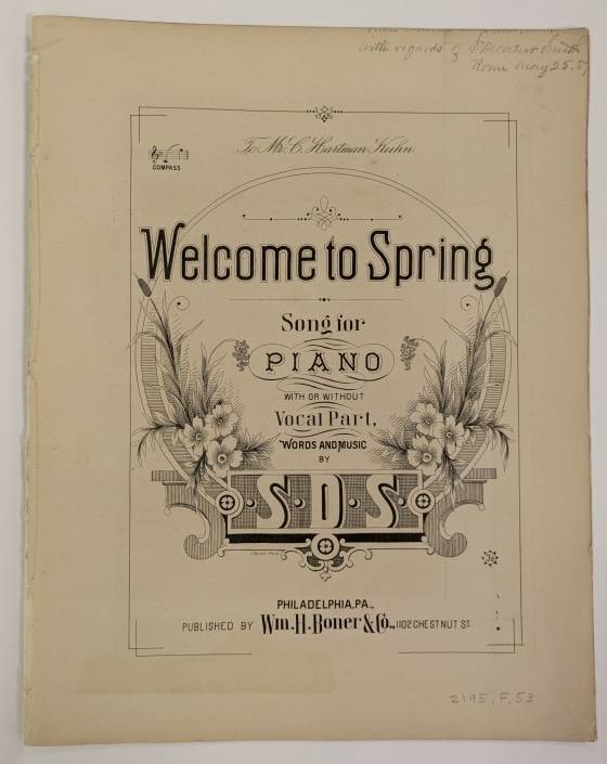 Photograph of cover of sheet music "Welcome to Spring"